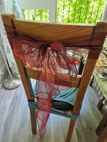 Red organza chair - red, sash