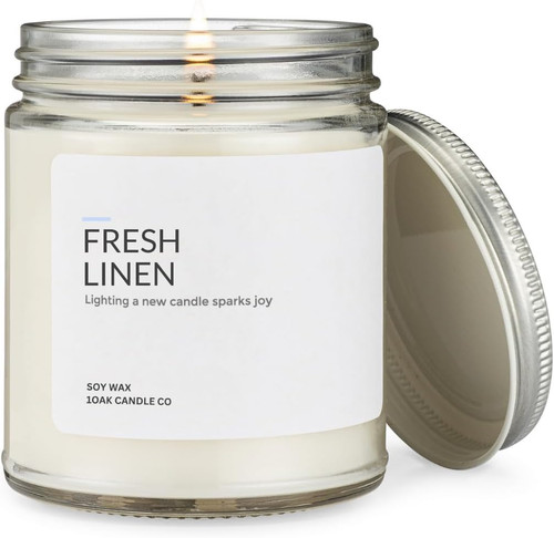 Fresh linen candle - candle, soy