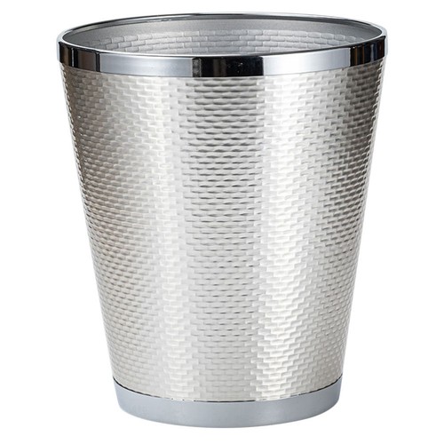 Silver metal garbage can - silver,