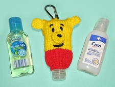KNITTING PATTERN - Winnie the Pooh inspired Sanitizer 50ml Holder 9cms
