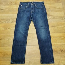Edwin ED-55 Jeans Mens W34 L32 Blue Regular Tapered Button Japan