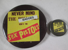 Sex Pistols 2 X Vintage 1970s & Early 80s Pin Button Badges Punk New Wave