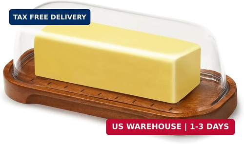 Butter dish with - with, wooden