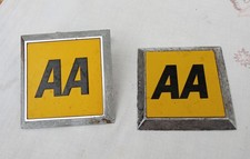 Pair Vintage AA Car Badges