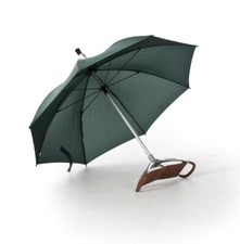 Green Umbrella Shooting Seat Stick Brown Leather Seat Fixed Length Walking