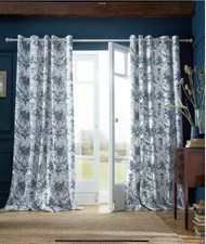 Laura Ashley Tuileries Midnight Ready Made Curtains - Eyelet