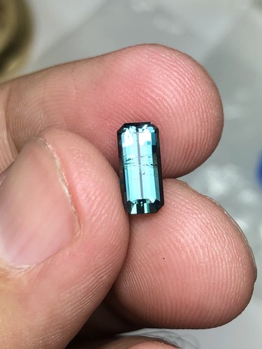 Blue tourmaline faceted stone - faceted,