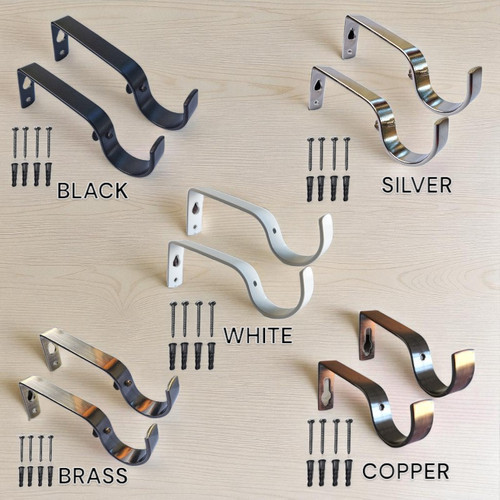 Metal curtain pole brackets - metal,
