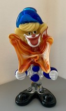 Murano Hand Blown Glass Clown Figurine – Orange Bowtie – Italy