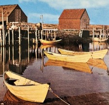 1970s Postcard Dory Boats Blue