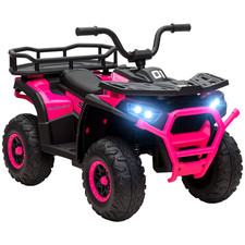 AIYAPLAY 12V Kids Quad Bike w/ 4 Suspension Wheels, for 3-5 Years, Pink