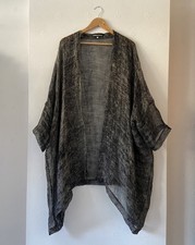 Shirin Guild Open Front Loose Weave 100% Linen Jacket Cover Up Size S Boxy