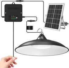 LED Solar Pendant Light Dusk to Dawn Outdoor Indoor Garage Shed Lamp 3 Modes