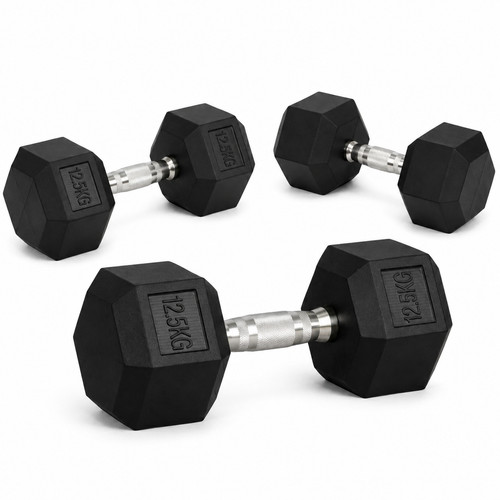 Hex dumbbells cast iron rubber - cast,