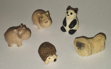 5 x Lammermuir Miniature Animal Figures ~ Panda, Hedgehog, Pekingese & 2 Hippos