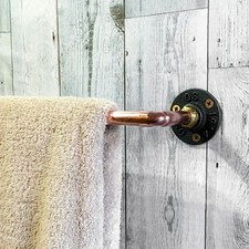 Copper Pipe Polished Towel Rail with Cast Iron Mount + Fixings ~ Various Sizes