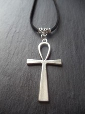 Ankh Necklace Adjustable Cord Large Pendant Egyptian Key of Life Cross Boho Gift