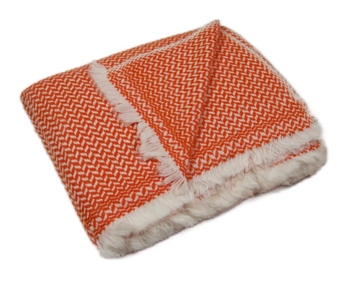 Orange cashmere blanket - cashmere, wool