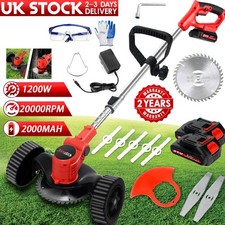 21V Electric Cordless Grass Trimmer Strimmer Garden Edger Cutter with 2 Battery