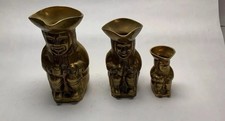 Vintage Brass Toby Jugs Set of