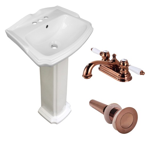Small white pedestal bathroom - small,