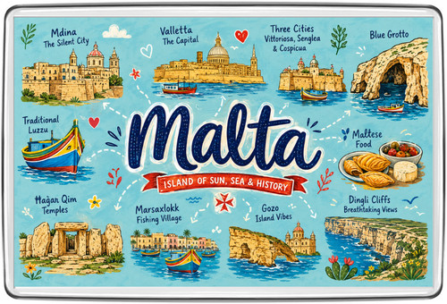 Malta island map - map, fridge