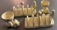 VINTAGE LURPAK TOAST RACKS X 2 + EGG CUPS X 2.DOUGLAS THE BUTTERMAN CERAMIC EXCL