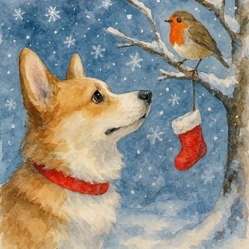 Single luxury corgi christmas - single,