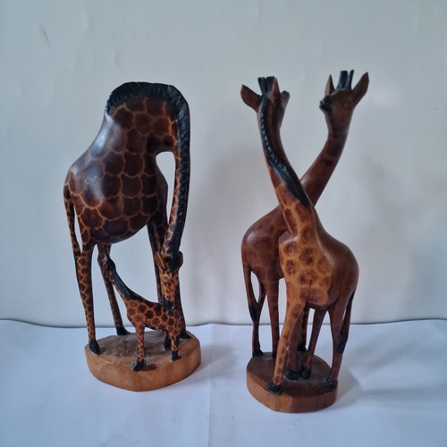 Pair hand carved wooden - pair,