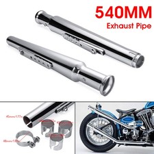 2PCS 21'' Motorcycle Exhaust Pipe Muffler Silver Chopper Cafe Racer Universal 