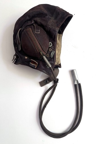 Leather flying helmet with - leather,