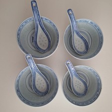 Set of 4 Blue & White