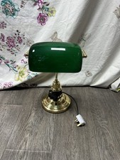 Vintage Retro Lamp BANKERS GREEN GLASS Light Desk Table Lamp - 38 x 25.5cm