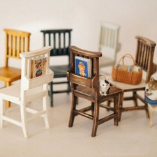 1PC 1:12 Scale Dolls House Miniatures Furniture Unfinished Bench Chair Armchair