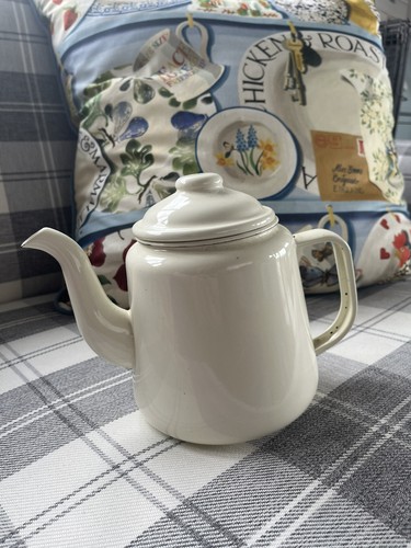 Enamel teapot coffee cream - enamel,