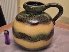 Large Scheurich West German Ceramic Vase 484-21 Fat Lava Yellow And Green Vgc