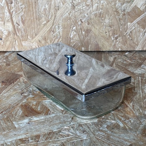 Vintage glass silver metal - glass, &