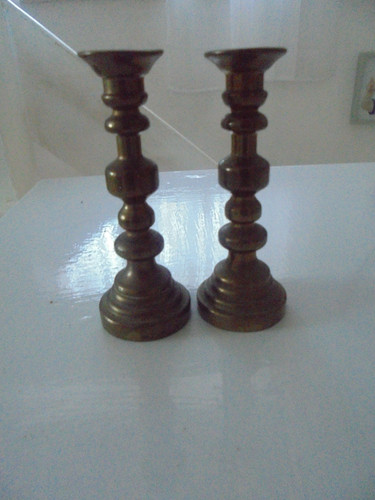 Brass candlesticks pair 6 - brass,
