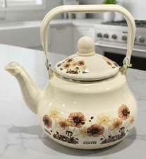 Retro Floral Enamel Teapot