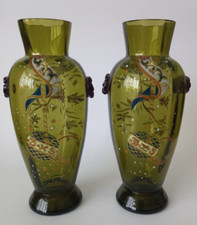 Antique Pair Of Green Glass