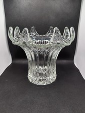  Vintage large Sowerby Art Deco Clear pressed Glass Lily Vase