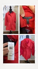 $298 SZ M Eileen Fisher Light Cotton Nylon Hooded Anorak Coat Flame
