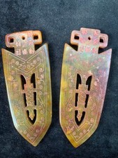 2Pcs Large Chinese Old Jade Hand Made Weapons  !!!!