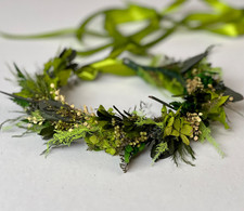 Green Floral Crown - Tie Back