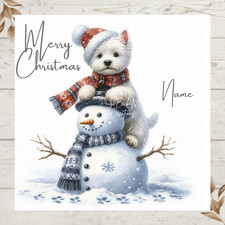 Personalised WESTIE Dog CHRISTMAS West Highland White Terrier Greetings Card