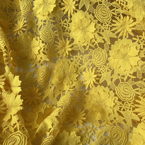 Yellow guipure embroidery - yellow,