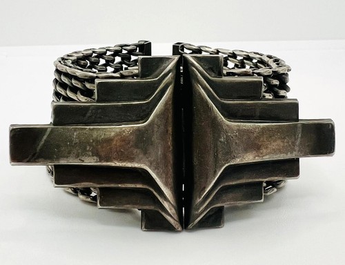 Brutalist silver bracelet - silver, 70s
