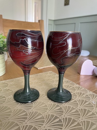 Vintage ruby red wine goblets - ruby,