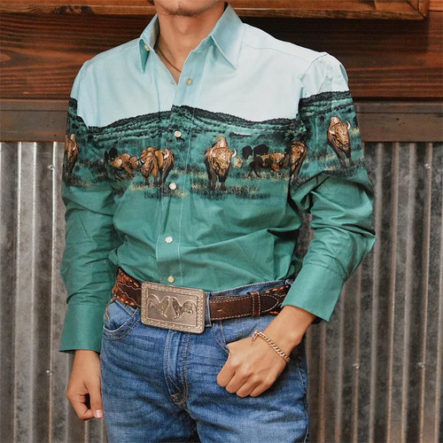 Men western cowboy shirt - western,
