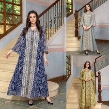 Embroidery Kaftans Abaya Dress for Women, Sequins Kaftan Abaya Long Sleeve Dress